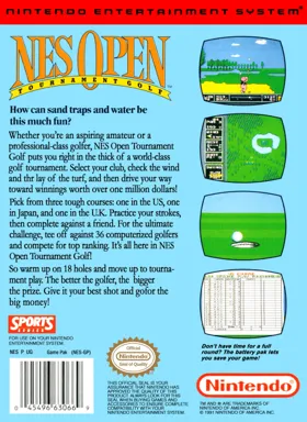 NES Open Tournament Golf (USA) box cover back
